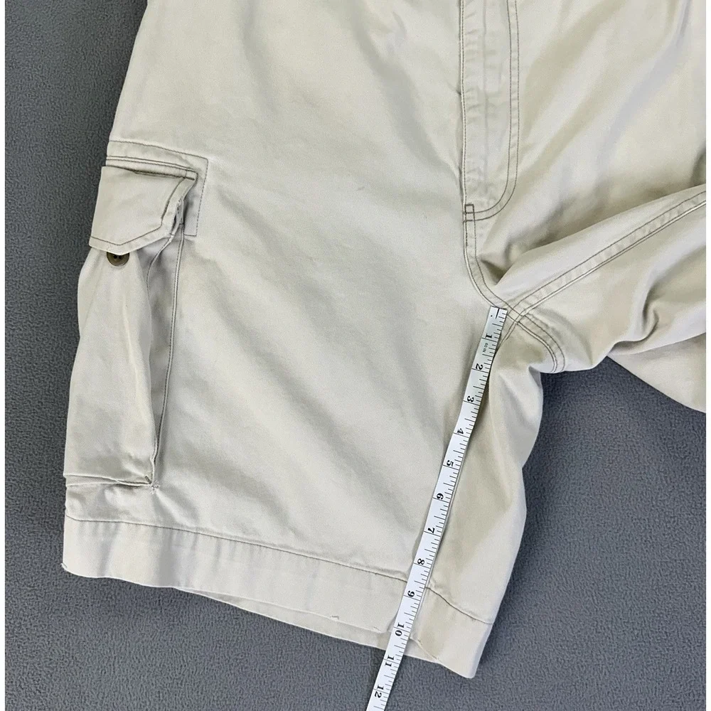 Polo Ralph Lauren‎ Cargo Shorts Mens 36 Light Beige Baggy Distressed Logo Y2K